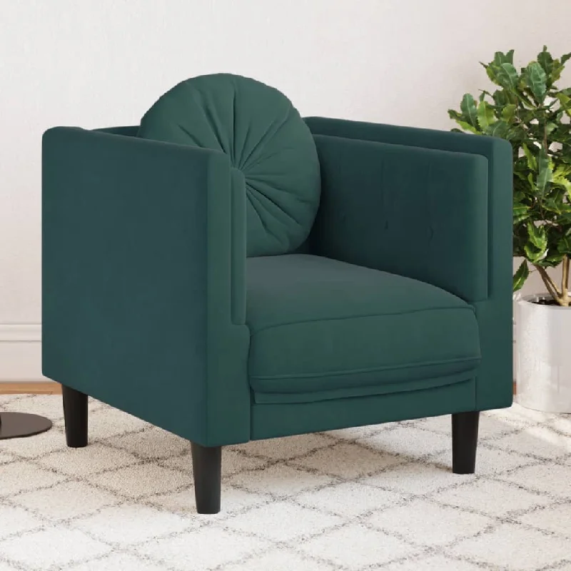 Sofa Chair with Cushion Dark Green Velvet