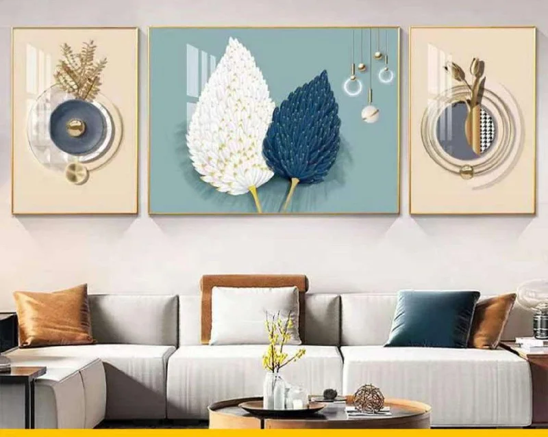 Crystal Porcelain Plane Mural Living Room Sofa Background Wall Decor Hanging Painting Home Triptych