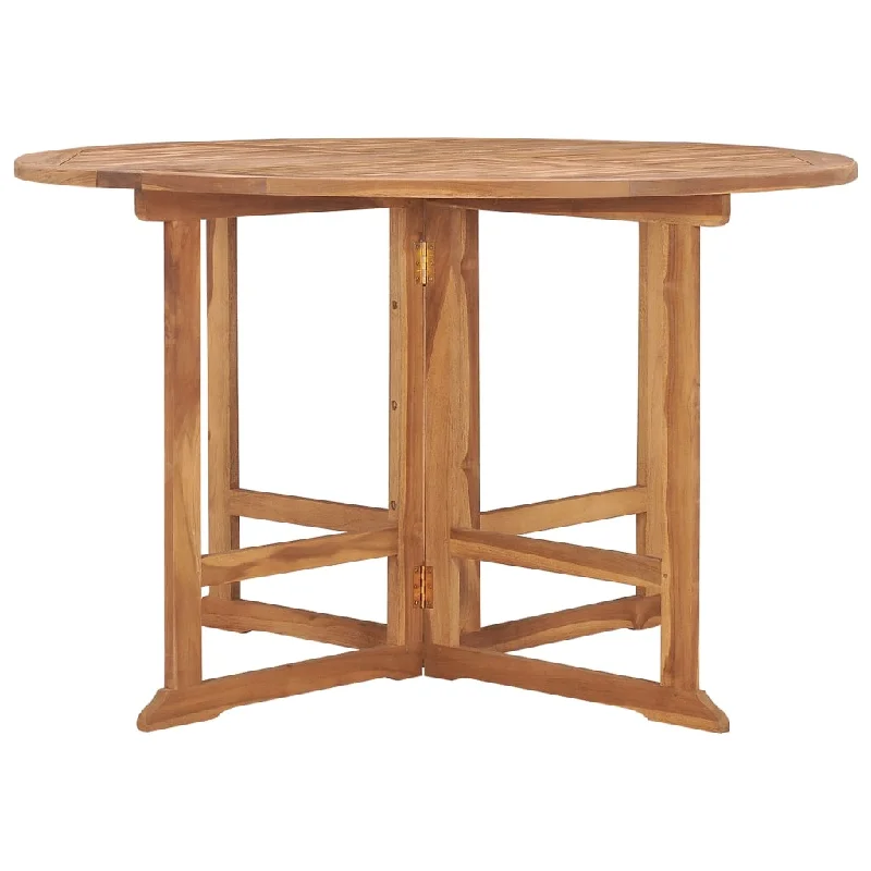 Folding Patio Dining Table Ø43.3"x29.5" Solid Wood Teak