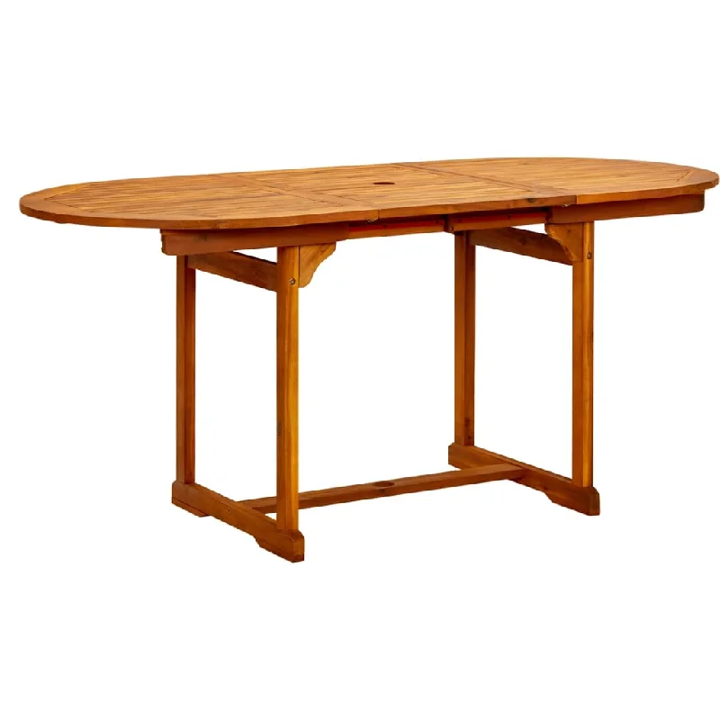 Garden Dining Table (47.2"-66.9")x31.5"x29.5" Solid Acacia Wood