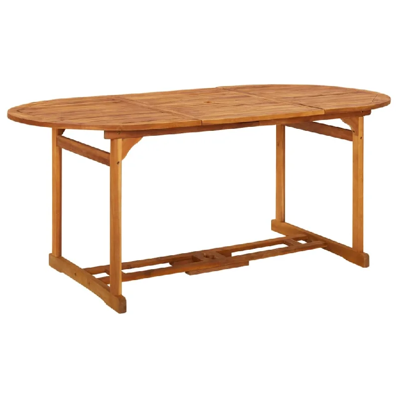 Outdoor Dining Table Patio Table with Umbrella Hole Solid Wood Acacia