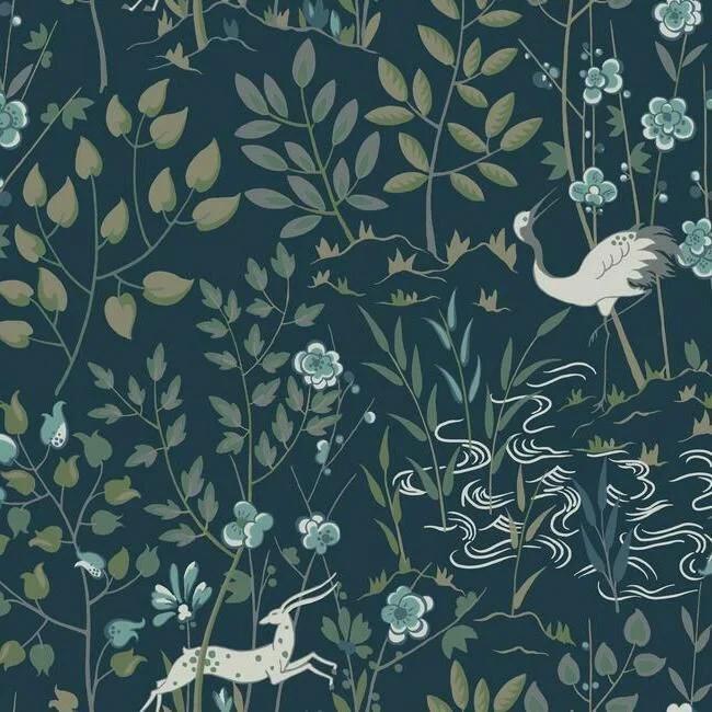 Aspen Wallpaper in Dark Blue from the Traveler Collection by Ronald Redding