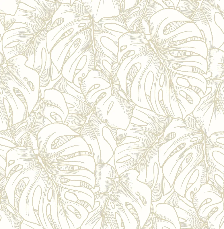 Balboa Botanical Wallpaper in Gold from the Scott Living Collection