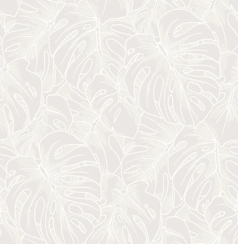 Balboa Botanical Wallpaper in White from the Scott Living Collection