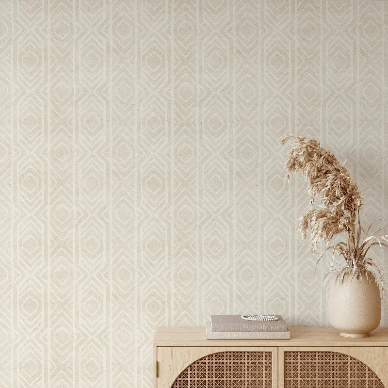 Beige Ikat Texture Peel and Stick Wallpaper Mural