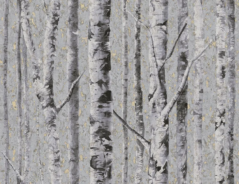 Birch Wallpaper in Moonlight from the Sanctuary Collection