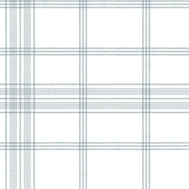 Charter Plaid Wallpaper in Blue from the Water's Edge Resource Library