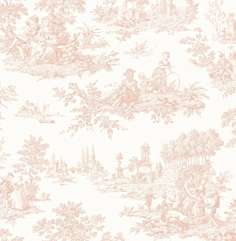 Chateau Toile Blush Peel-and-Stick Wallpaper