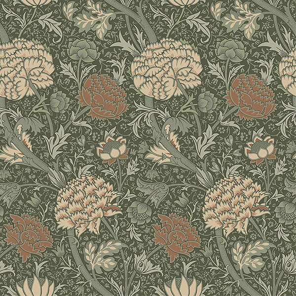 Cray Sea Green Floral Trail Wallpaper