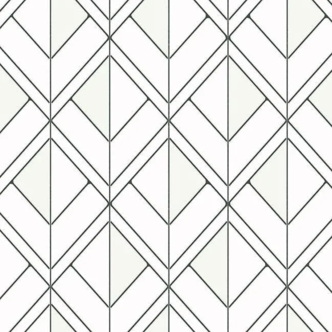 Diamond Shadow Wallpaper in White and Black from the Geometric Resource Collection