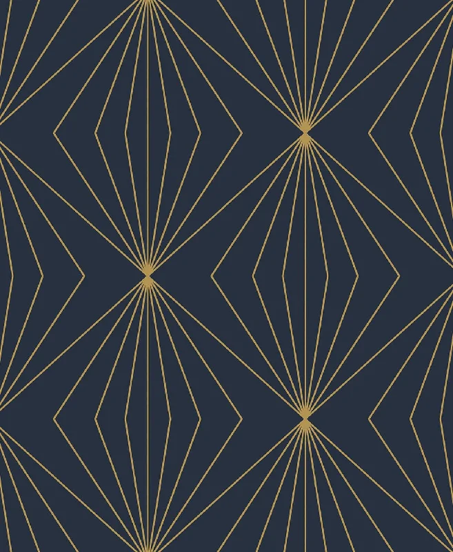 Diamond Vector Navy Blue & Metallic Gold from the Etten Geometric Collection