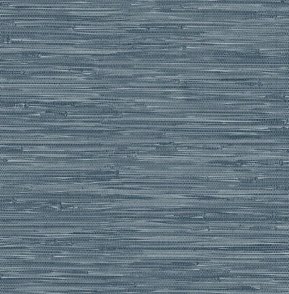 Exhale Indigo Woven Faux Grasscloth Wallpaper