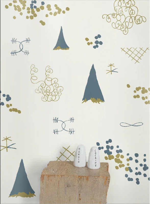 Family Reunion Wallpaper in Aquatic and Gold