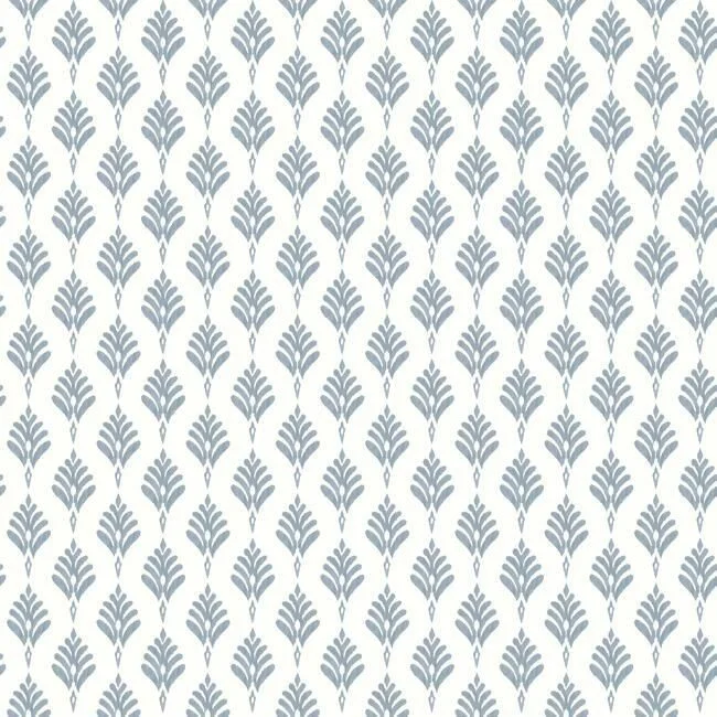 French Scallop Wallpaper in Blue from the Water's Edge Resource Library