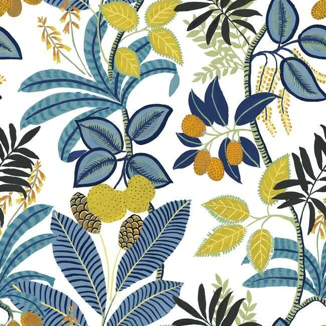 Funky Jungle Peel & Stick Wallpaper in Blue and Yellow