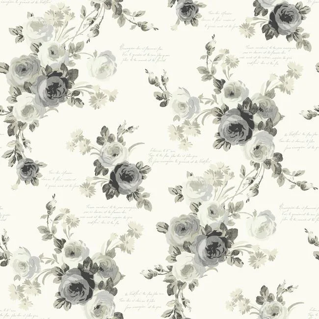 Heirloom Rose Peel & Stick Wallpaper in Grey and Neutrals