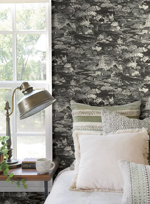 Homestead Wallpaper in Greyscale from the Magnolia Home Collection