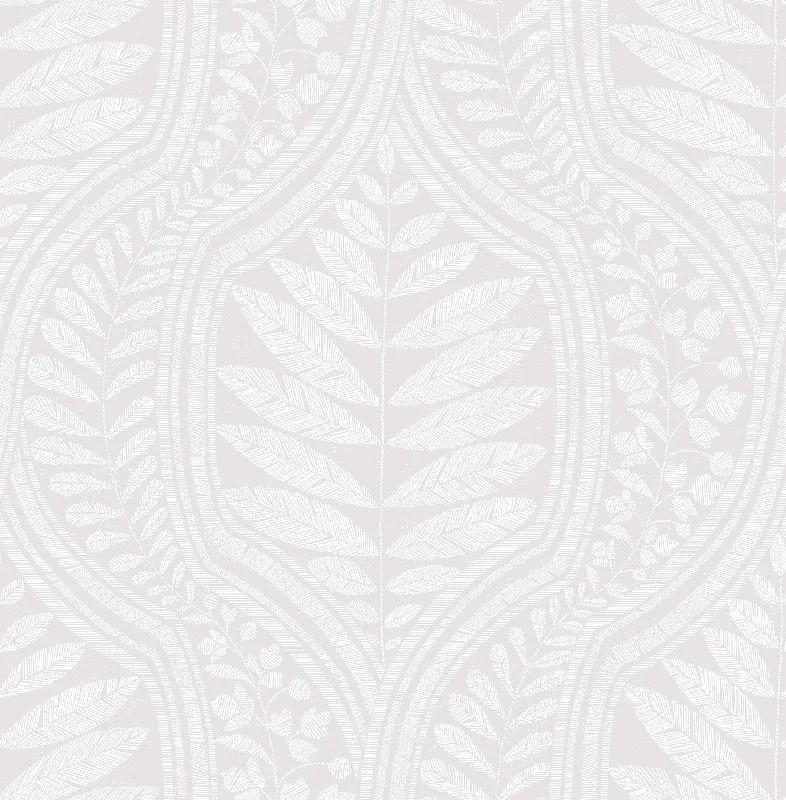 Juno Ogee Wallpaper in Light Grey from the Scott Living Collection