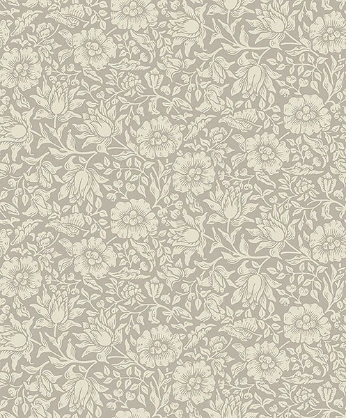 Mallow Grey Floral Vine Wallpaper