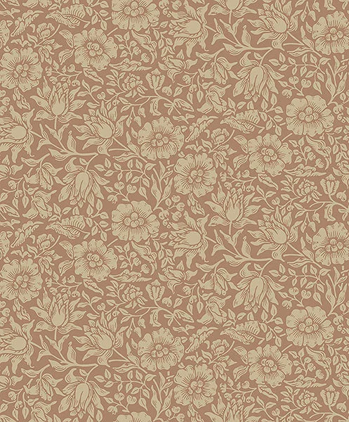 Mallow Rose Floral Vine Wallpaper