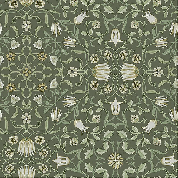 No 1 Holland Park Green Floral Wallpaper