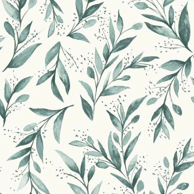 Olive Branch Peel & Stick Wallpaper in Teal