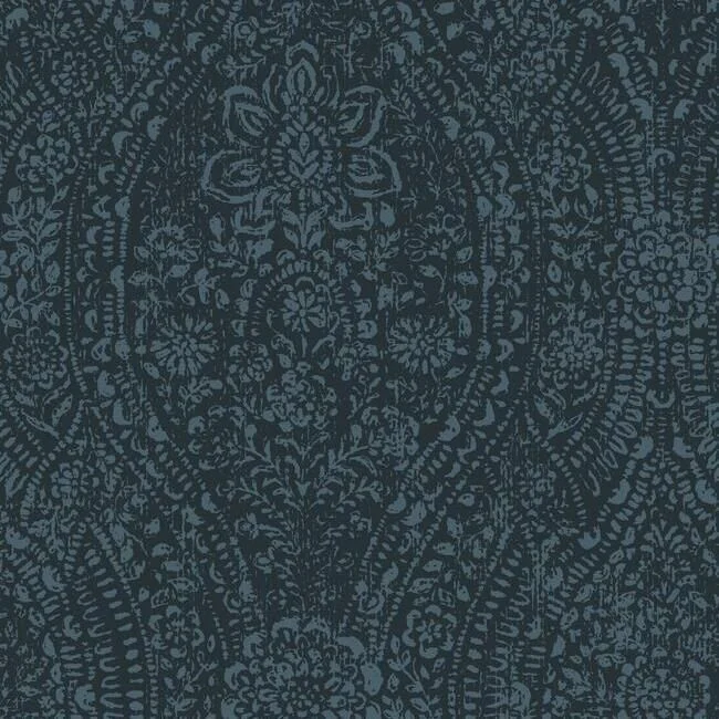 Ornate Ogee Peel & Stick Wallpaper in Dark Blue