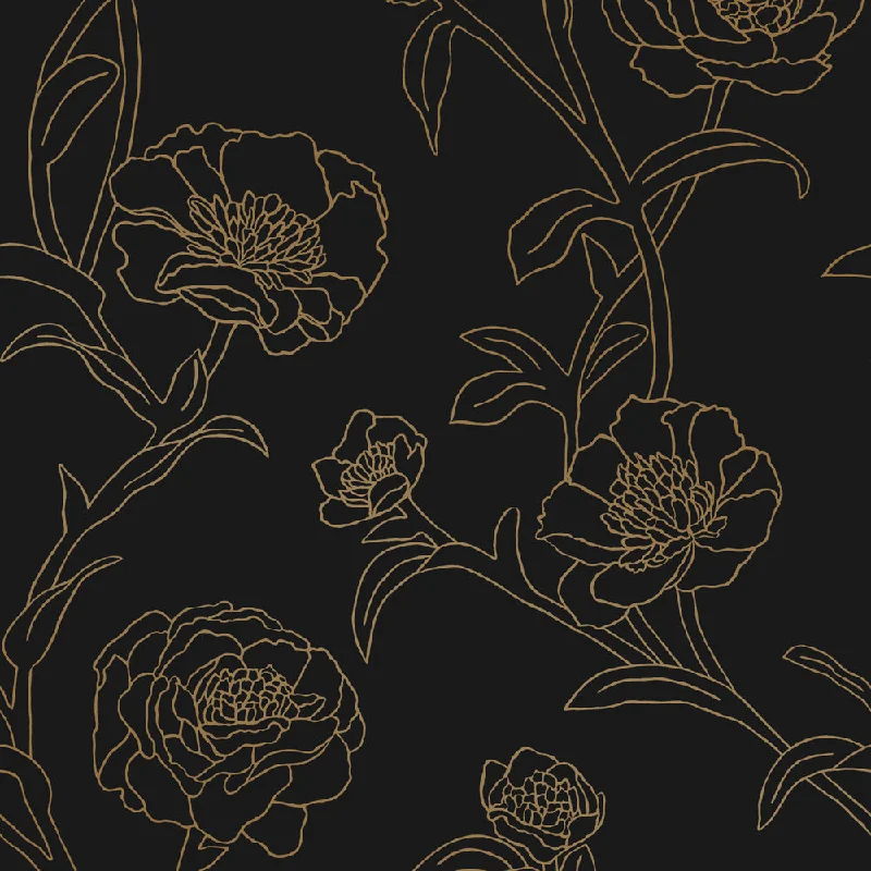 Black and Gold Floral