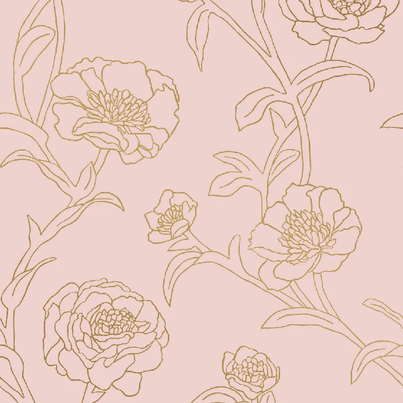 Rose Pink and Gold Floral