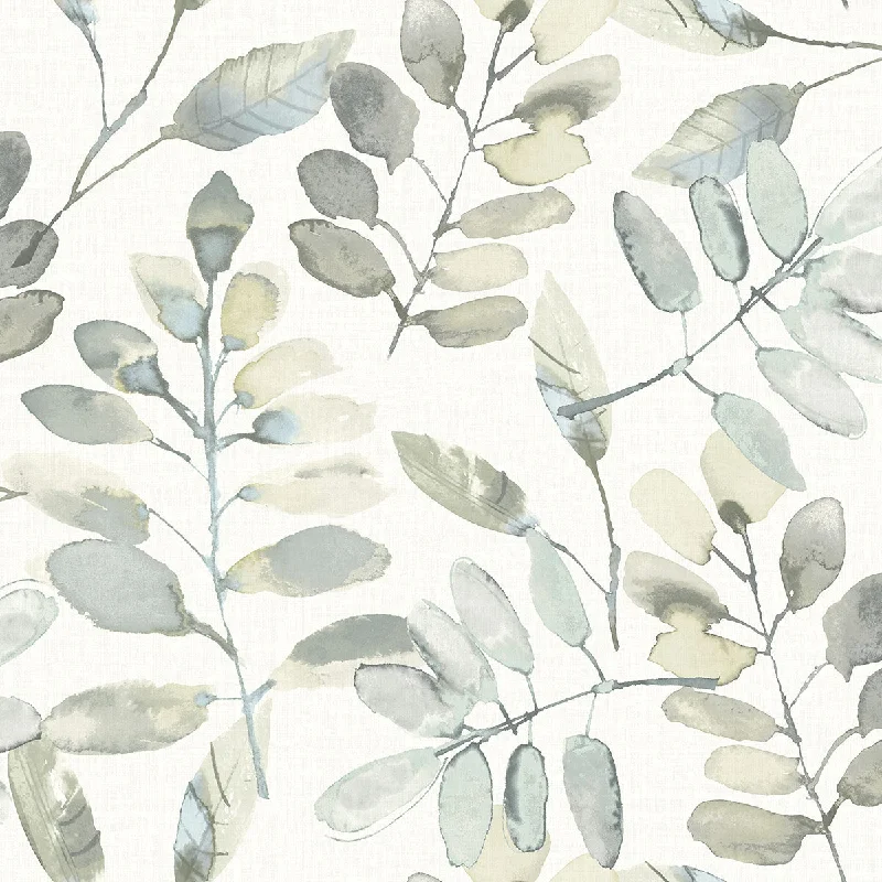 Pinnate Grey Leaves Wallpaper from the Thoreau Collection