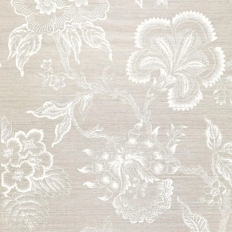 Schumacher Hothouse Flowers Sisal Wallpaper