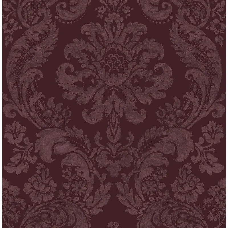 Shadow Damask Wallpaper in Merlot from the Moonlight Collection