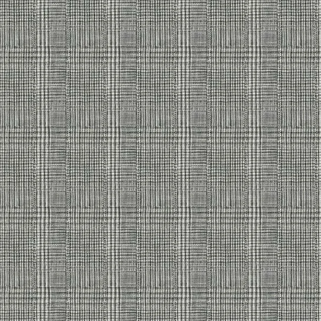 Shirting Plaid Wallpaper in Black from the Traveler Collection by Ronald Redding