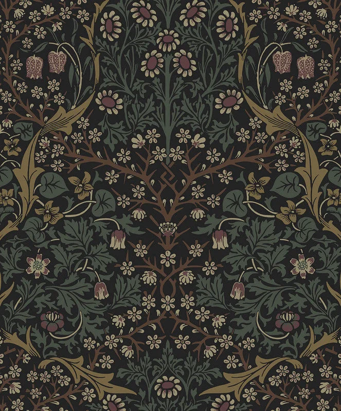 Victorian Garden Peel & Stick Wallpaper in Blacksmith & Cliffside