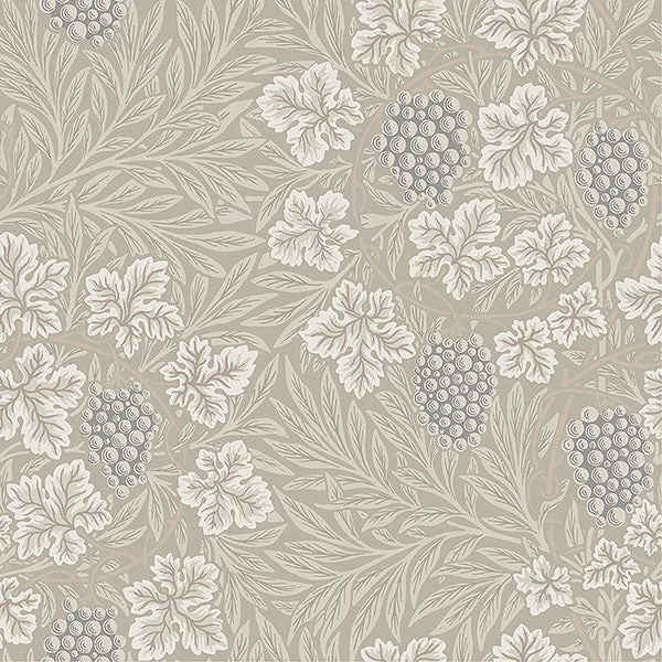 Vine Light Grey Woodland Fruits Wallpaper