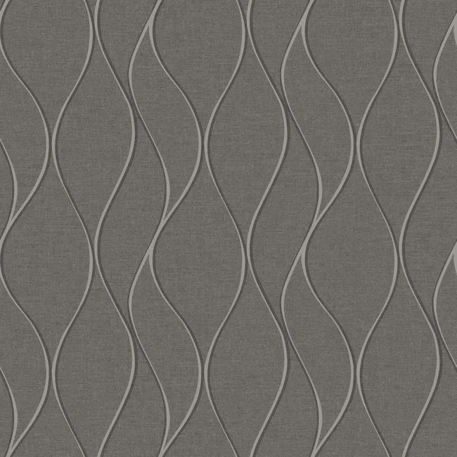 Wave Ogee Peel & Stick Wallpaper in Grey