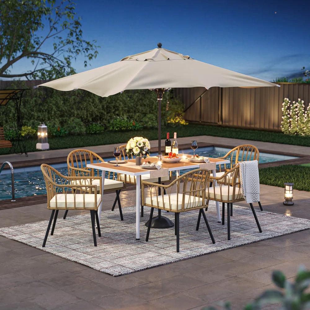 6 - Person Rectangular Outdoor Dining Set with Cushions