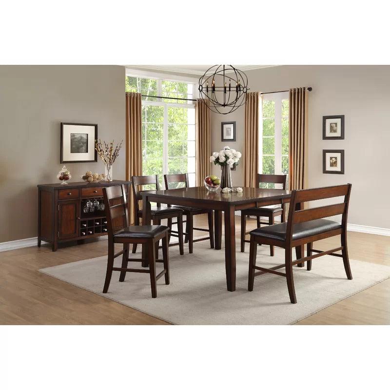 6 - Piece Extendable Solid Wood Top Dining Set