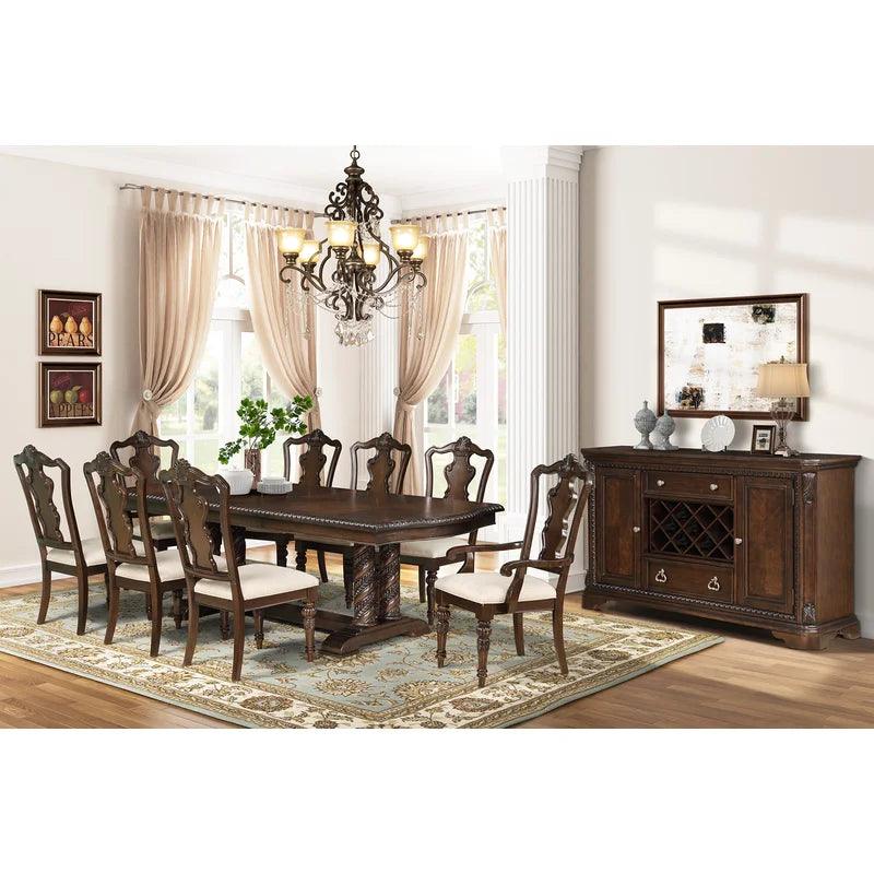 7 PC Dining Set W/ Expandable Trestle Table