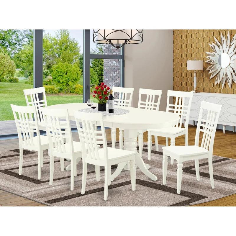 9 - Piece Extendable Solid Wood Double Pedestal Dining Set