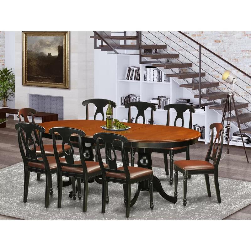 9 - Piece Extendable Solid Wood Double Pedestal Dining Set