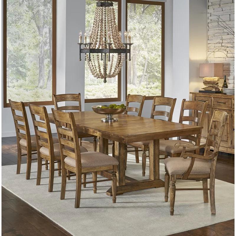 9 - Piece Extendable Solid Wood Trestle Dining Set