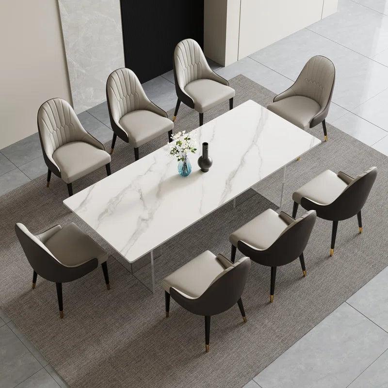 9 - Piece Marble Top Pedestal Dining Set