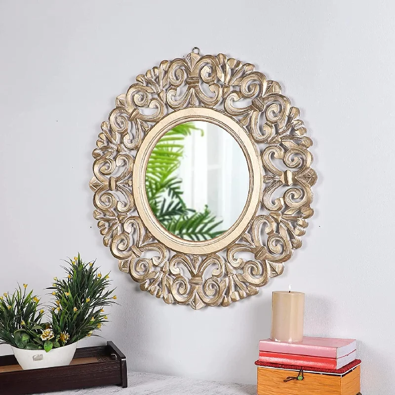 Adan's Homes Decorative Wall Mirror for Bathroom, Living Room, Gold, AHMR69, 60 cm x 60 cm x 2 cm