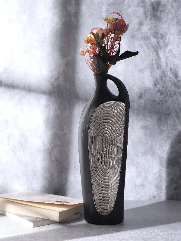 Alloy Art Vase in Black Silver