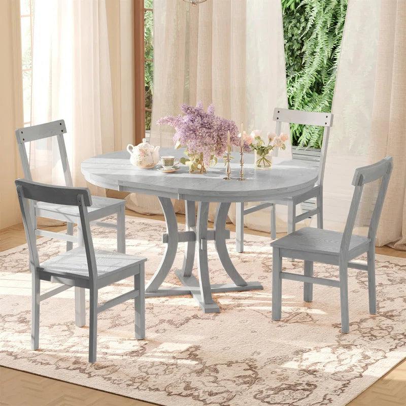 Dining Table Set, Kitchen Table Set with 15.7" Removable Leaf