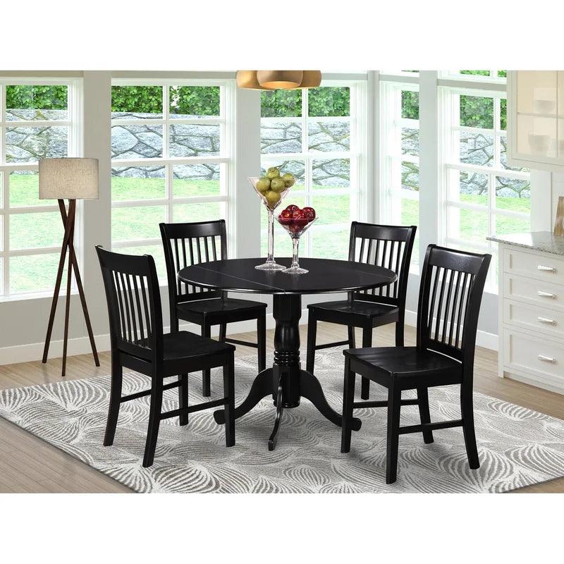 Extendable Solid Wood Pedestal Dining Set