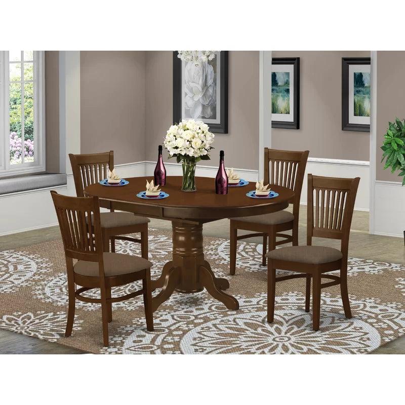 Extendable Solid Wood Pedestal Dining Set