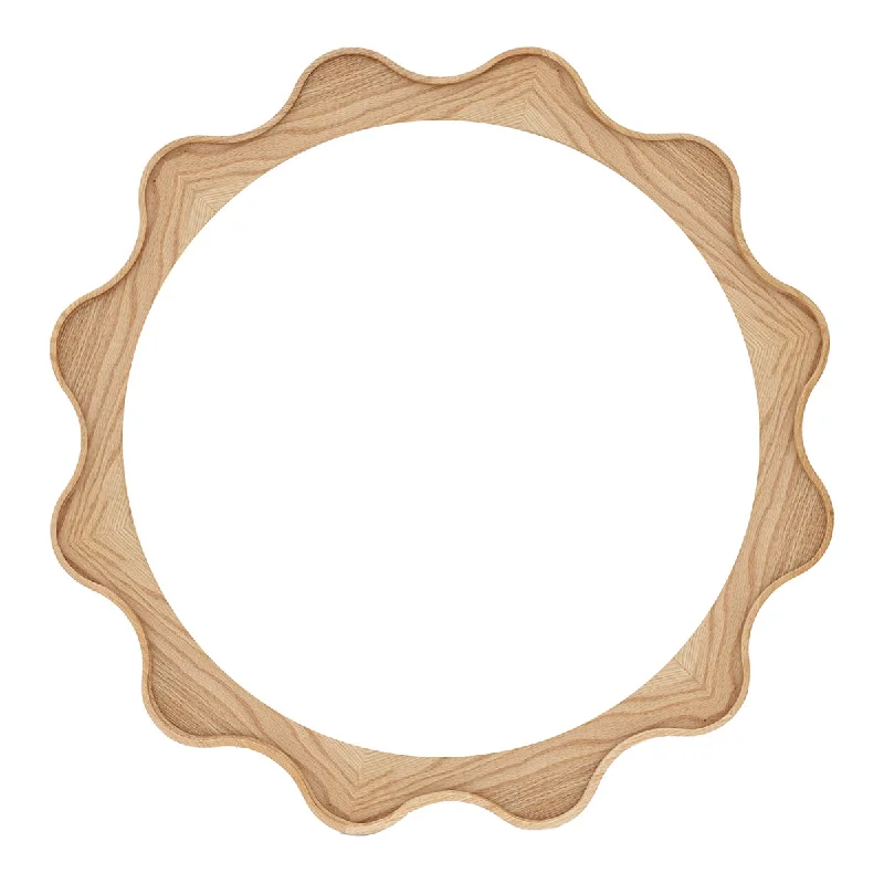 Amelia Oak Round Wall Mirror (76cm Diameter)