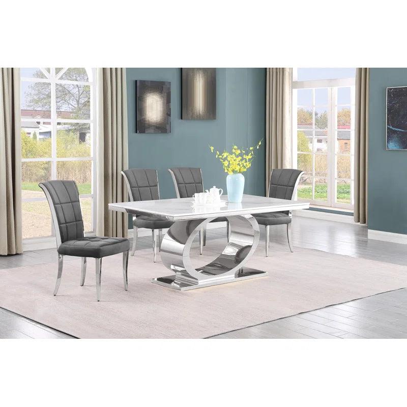 Marble Top Pedestal Dining Set